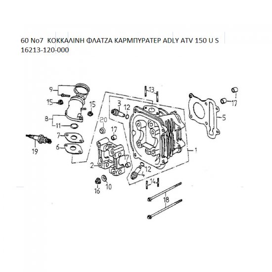 60 ΚΟΚΚΑΛΙΝΗ ΦΛΑΤΖΑ ΚΑΡΜΠΥΡΑΤΕΡ ADLY PARTFINDER ATV 150 U S 16213-120-000