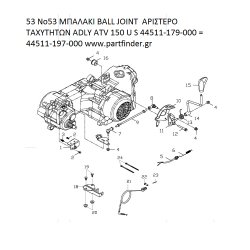 53 ΜΠΑΛΑΚΙ BALL JOINT  ΑΡΙΣΤΕΡΟ ΤΑΧΥΤΗΤΩΝ ADLY PARTFINDER ATV 150 U S 44511-179-000 = 44511-197-000