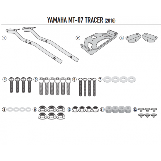 ΜΠΡΑΤΣΑ ΣΧΑΡΑΣ GIVI 2130FZ YAMAHA MT 07 16 - 19 GIVI ΜΠΡΑΤΣΑ ΣΧΑΡΑΣ GIVI 2130FZ YAMAHA MT 07 16 - 19 GIVI