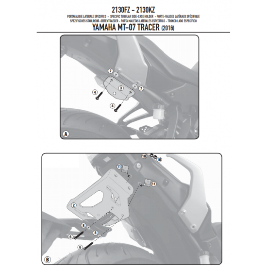 ΜΠΡΑΤΣΑ ΣΧΑΡΑΣ GIVI 2130FZ YAMAHA MT 07 16 - 19 GIVI ΜΠΡΑΤΣΑ ΣΧΑΡΑΣ GIVI 2130FZ YAMAHA MT 07 16 - 19 GIVI