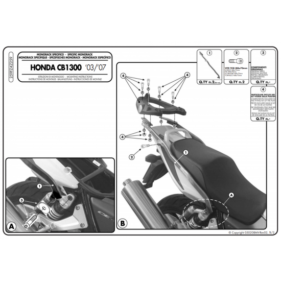 ΜΠΡΑΤΣΑ ΣΧΑΡΑΣ GIVI 259FZ HONDA CB 1300 03 - 09 ΜΠΡΑΤΣΑ ΣΧΑΡΑΣ GIVI 259FZ HONDA CB 1300 03 - 09