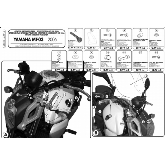 ΚΙΤ ΓΙΑ ZEΛΑΤΙΝΑ GIVI A281A ΥΑΜAHA MT03 660 - 06 > 14 ΓΙΑ ΤΗΝ 245Α+Ν ΚΙΤ ΓΙΑ ZEΛΑΤΙΝΑ GIVI A281A ΥΑΜAHA MT03 660 - 06 > 14 ΓΙΑ ΤΗΝ 245Α+Ν