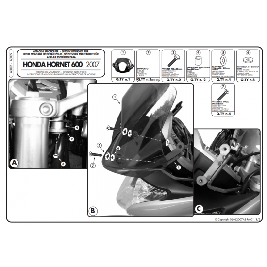 ΖΕΛΑΤΙΝΑ GIVI A309 HONDA HORNET 600 07 > 10 33,5 ? 40,5 cm