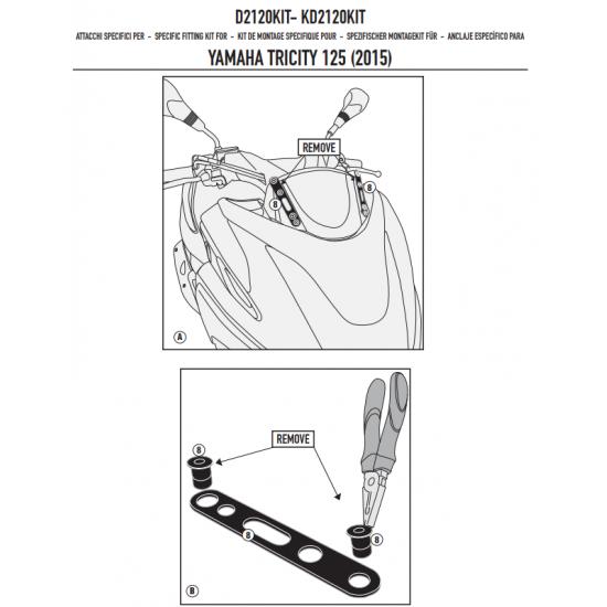 ΚΙΤ για ΖΕΛATINA GIVI D2120KIT YAMAHA TRICITY D2120 14 - 19 ΚΙΤ για ΖΕΛATINA GIVI D2120KIT YAMAHA TRICITY D2120 14 - 19