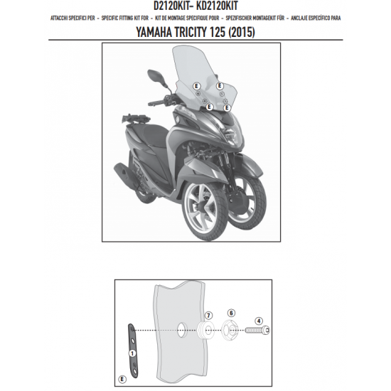 ΚΙΤ για ΖΕΛATINA GIVI D2120KIT YAMAHA TRICITY D2120 14 - 19 ΚΙΤ για ΖΕΛATINA GIVI D2120KIT YAMAHA TRICITY D2120 14 - 19