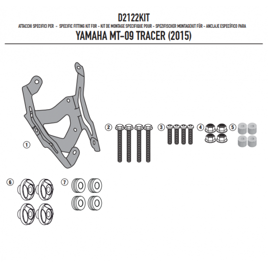 ΚΙΤ για ΖΕΛATINA GIVI D2122KIT YAMAHA TRACER MT 09 15 > 17 ΚΙΤ για ΖΕΛATINA GIVI D2122KIT YAMAHA TRACER MT 09 15 > 17