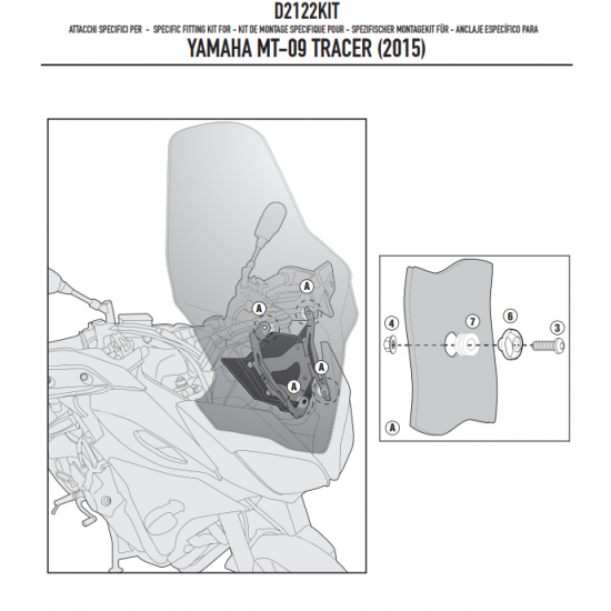 ΚΙΤ για ΖΕΛATINA GIVI D2122KIT YAMAHA TRACER MT 09 15 > 17 ΚΙΤ για ΖΕΛATINA GIVI D2122KIT YAMAHA TRACER MT 09 15 > 17