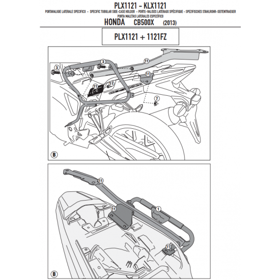 ΠΛΑΙΝΕΣ ΒΑΣEIΣ ΒΑΛΙΤΣΑΣ GIVI PLX1121 HONDA CB 500 X 13 > 18 για V35 ΠΛΑΙΝΕΣ ΒΑΣEIΣ ΒΑΛΙΤΣΑΣ GIVI PLX1121 HONDA CB 500 X 13 > 18 για V35