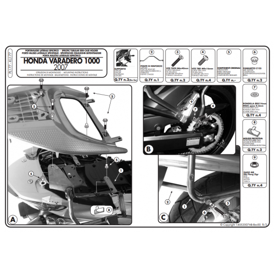 ΠΛΑΙΝΕΣ ΒΑΣEIΣ ΒΑΛΙΤΣΑΣ GIVI PLX177 HONDA XLV 1000 VARADERO 07 > 12 ΠΛΑΙΝΕΣ ΒΑΣEIΣ ΒΑΛΙΤΣΑΣ GIVI PLX177 HONDA XLV 1000 VARADERO 07 > 12