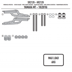ΚΙΤ ΒΑΛΙΤΣΑΣ GIVI SR2129  YAMAHA MT10  - 16   