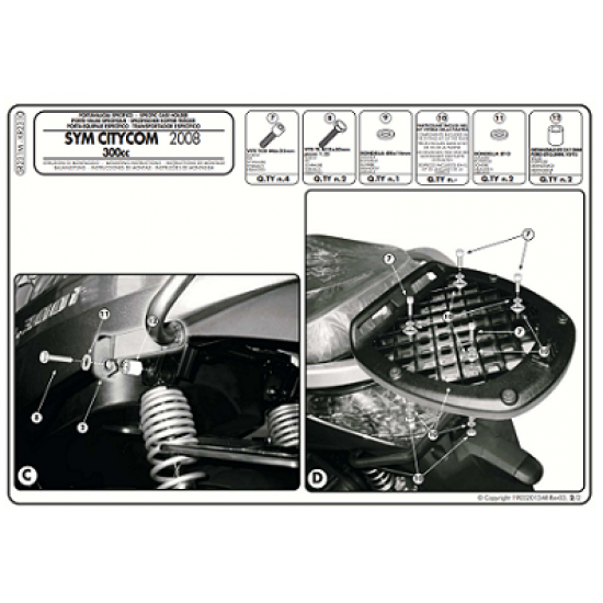 ΣΧΑΡΑ GIVI SR231M SYM CITYCOM 300 08 - 19 για monolock ΣΧΑΡΑ GIVI SR231M SYM CITYCOM 300 08 - 19 για monolock
