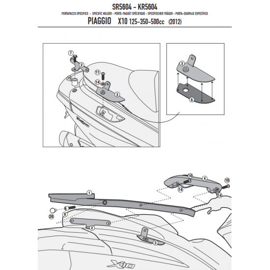 ΣΧΑΡΑ GIVI SR5604 PIAGGIO X10 125 - 350 - 500 12 > 13 ΣΧΑΡΑ GIVI SR5604 PIAGGIO X10 125 - 350 - 500 12 > 13