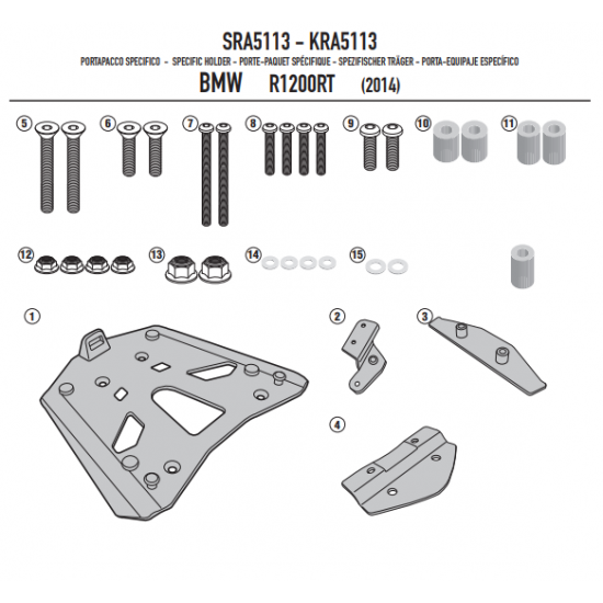 ΣΧΑΡΑ GIVI SRA5113 BMW R 1200 RT 14 > 20 αλουμίνιο ΣΧΑΡΑ GIVI SRA5113 BMW R 1200 RT 14 > 20 αλουμίνιο