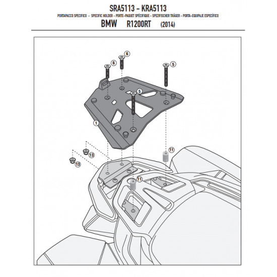 ΣΧΑΡΑ GIVI SRA5113 BMW R 1200 RT 14 > 20 αλουμίνιο ΣΧΑΡΑ GIVI SRA5113 BMW R 1200 RT 14 > 20 αλουμίνιο