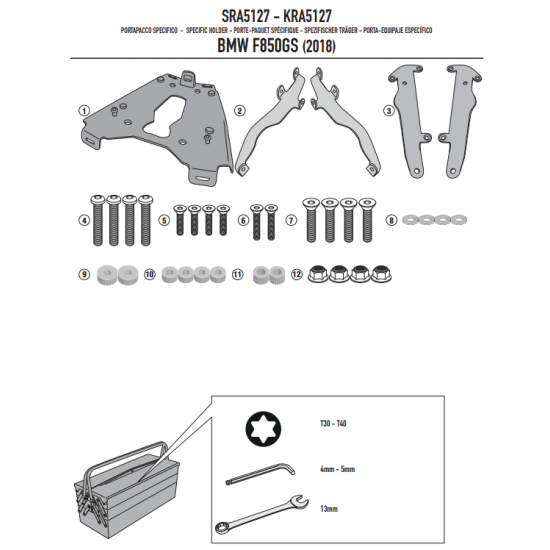 ΣΧΑΡΑ GIVI SRA5127 BMW F 850 GS 18 > 20 αλουμίνιο ΣΧΑΡΑ GIVI SRA5127 BMW F 850 GS 18 > 20 αλουμίνιο