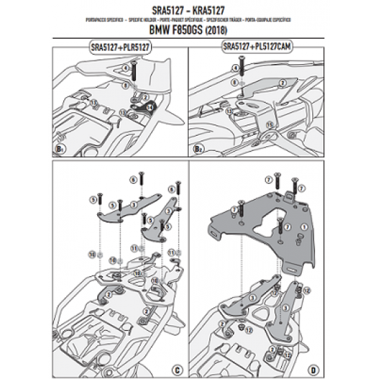 ΣΧΑΡΑ GIVI SRA5127 BMW F 850 GS 18 > 20 αλουμίνιο ΣΧΑΡΑ GIVI SRA5127 BMW F 850 GS 18 > 20 αλουμίνιο